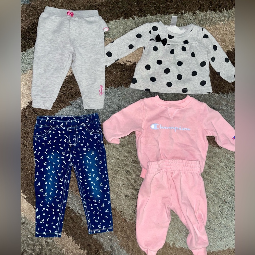 Lot of Four (4) Baby Girl’s Outfits 12M & 18M 1 Piece and 2 Piece